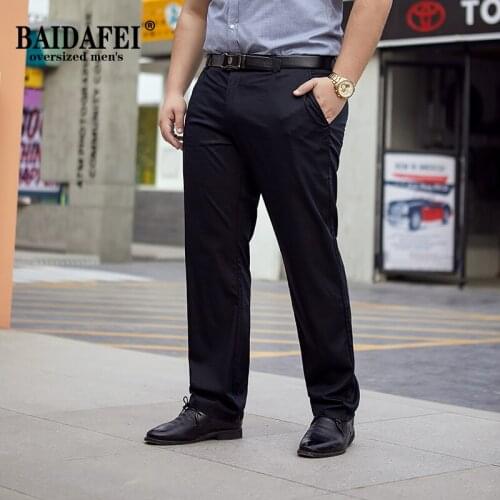 Oversized 44 46 48 50 52 Mens Dress Pants Wrinkle Free Business Elasticity Casual Pants Straight Slim Fashion Male Trousers