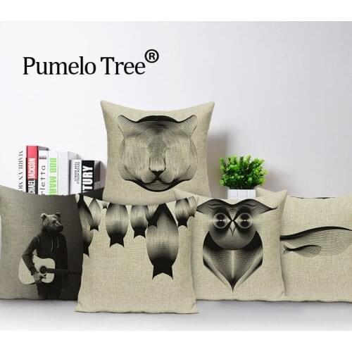 Black Bear Pillow Animal Retro Cushion Decorative Pillows For Covers Elephant Throw Pillow Gifts Cover Cushions For Sofa