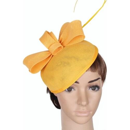 Imitation sinamay Chic Fascinators Hat Fancy ostrich quill Hair Accessoies Women Cocktail royal ascot Church Headpieces 15colors