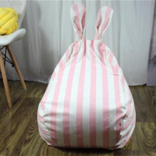 INS New Nordic Striped Cute Rabbit Ears Children Sofa Lazy Sofa Stool Leisure Bean Bag Removable and Washable Photography Props