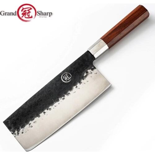 Handmade Chinese Cleaver 7.5 inch Chef Knife Slicing Cooking Tools Hand Forged High Carbon Stainless Steel Vegetables Chopping