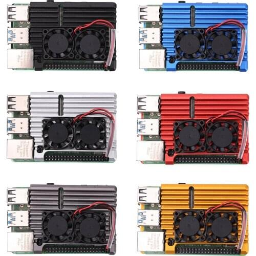 Aluminum Case Metal Shell Enclosure Housing with Cooling Fan + Tools for Raspberry Pi 4 Model B Desktop Computer Accessories