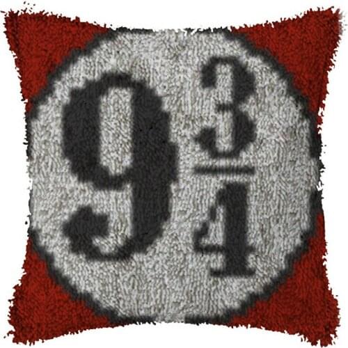 Latch Hook Red number Cushion Pillow Case Canvas Acrylic Yarn Latched Hook Pillow Kits Crochet Cushion Cover