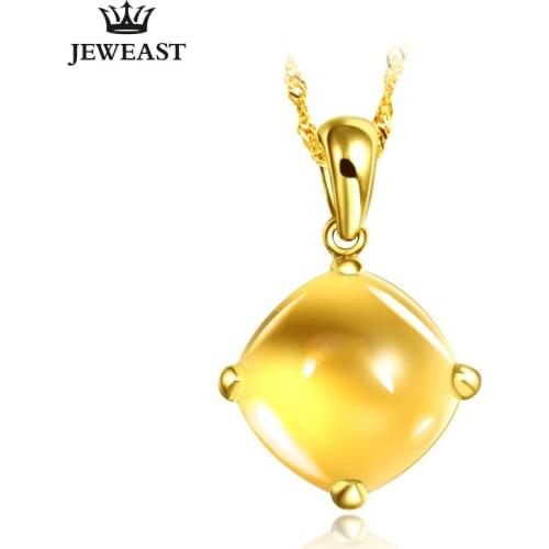 LSZB Natural citrine 18K Pure Gold Pendant Real AU 750 Solid Gold Upscale Trendy Classic Party Fine Jewelry Hot Sell New 2020