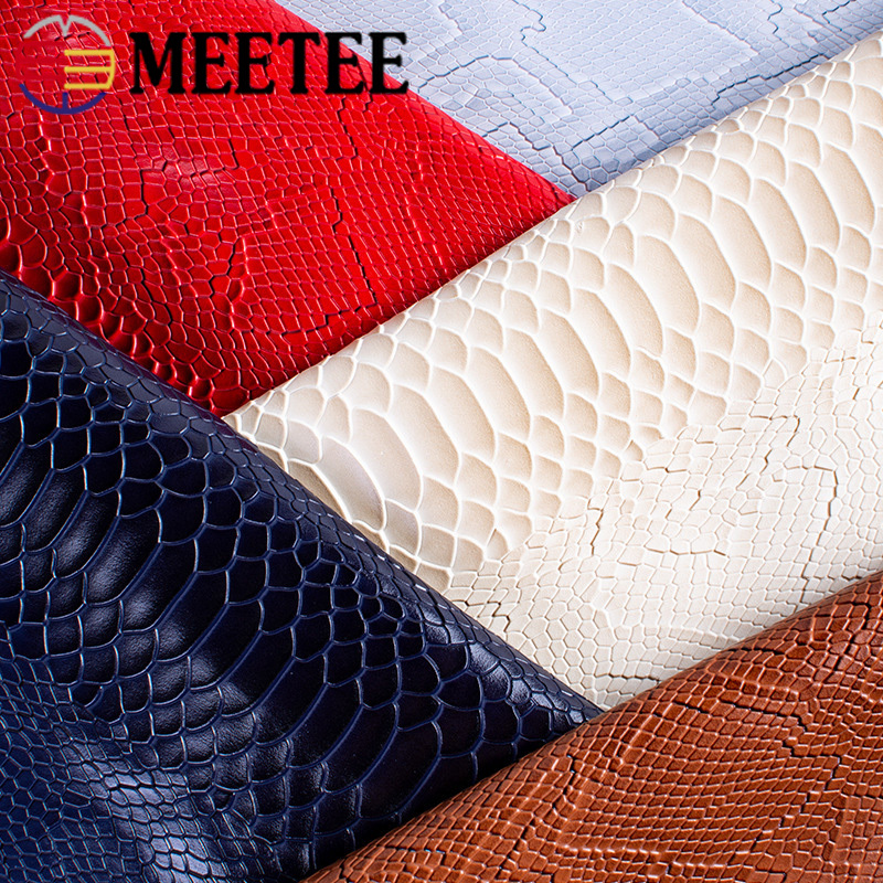Meetee 45x137cm 1.2mm Thick Leather Fabric Artificial Synthetic Snake Leather PVC Material for Luggage Wallet Belt DIY Accessory