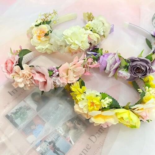 Miss Cute Handmade Flower Crown Women Girls Photography Holiday Wedding Garland Adjustable Headband Kid Wreath Hair Accessories