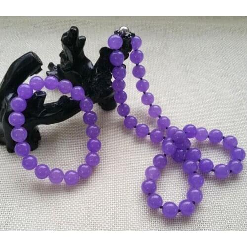 Fashion Beautiful 10 MM Lavender Purple Necklace & Bracelet Jewelry Set 18"