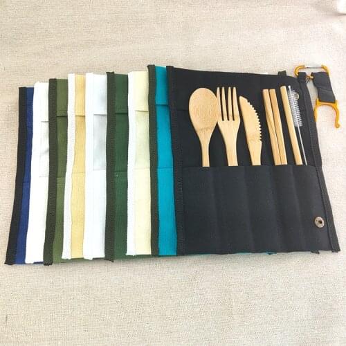 Bamboo Cutlery Set Eco Friendly Reusable Wooden Tableware Set Dinnerware Outdoor Portable Spoon, Fork, Knife,Flatware 6pcs