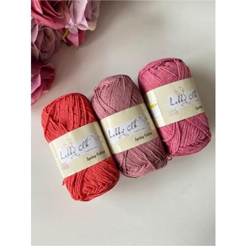 Pcs set set 100 Cotton Punch (Punch) and Amigurumi Rope Set (pomegranate Flower-pale Pink-dirty pink) diy hand-knitted toy outfit