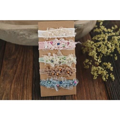 Natural freshwater pearl lace hair headband headflower original baby photo hair ornaments newborn photography props