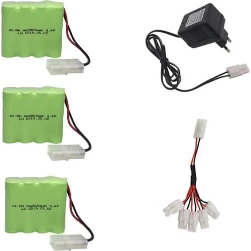 Ni-MH 9.6V 2800mAh AA Battery with Charger 5in1 cable For Remote Controul Toys Securty Faclities Battery GroupTamiya Plug 9.6 V