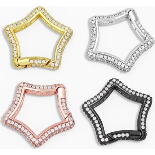 OCESRIO DIY Rainbow Supplies Fastener Heart Carabiner Screw Lock Clasp Zirconia Accessories For Handmade Pendant Jewelry cspa024