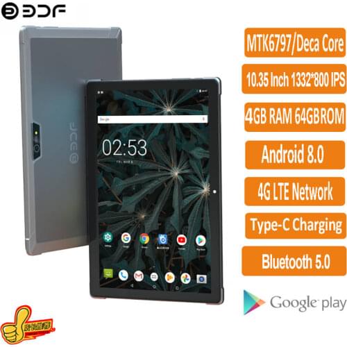 BDF 10.8 Inch Tablet 10/Ten Core 2560*1600 IPS Display 3GB RAM 64GB ROM 13MP Rear 5MP Front 4G LTE Network Android 8.0 Tablet Pc