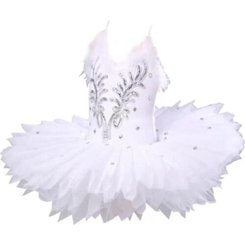 New childrens swan TUTU sequin suspenders Ballet Tutu Pancake Children White Swan Lake Ballet Costume Kids