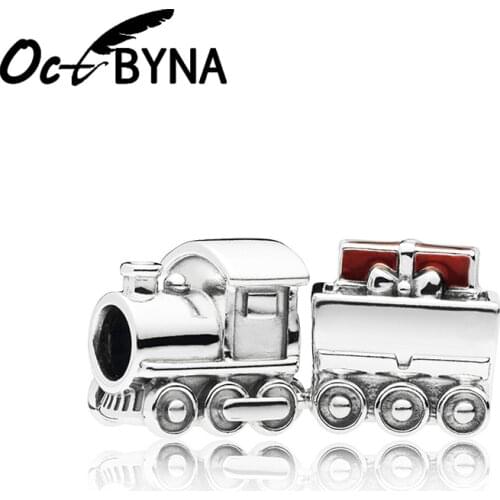 Octbyna Silver Color Train Charm Bead Pendant Fits Pandora Bracelet Necklace Making Fashion For Women Jewelry Dropshipping