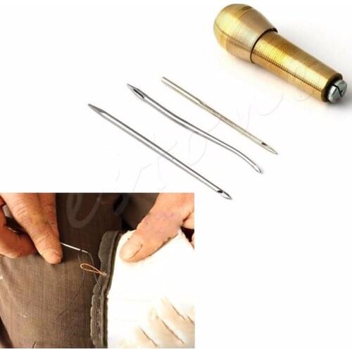 Useful Canvas Leather Tent Sewing Awl Hand Stitcher Leathercraft Needle Kit Tool