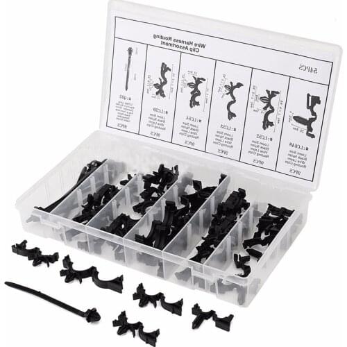 54 pcs/lot Durable Wire Loom Routing Clip Wiring Harness Assortment Convoluted Conduit for GM Car Interior Accessories