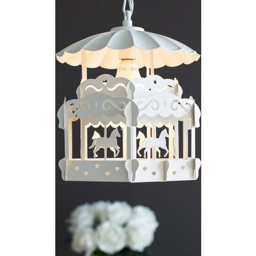 Nordic modern minimalist carousel childrens room chandelier creative personality living room bedroom Princess lamp Postage free