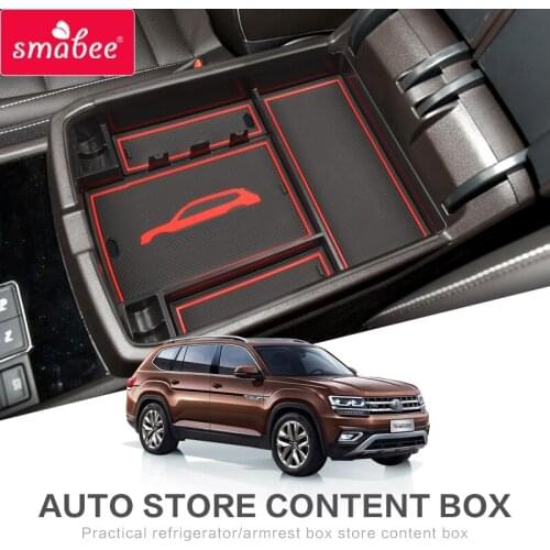 Smabee Car Armrest Box Storage For Volkswagen ATLAS TERAMONT Center Console Armrest Storage RED