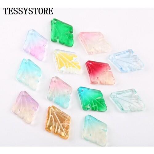 5pcs Prismatic Big Leaves Lampwork Beads Multi Gradient Color Glass Beads For Jewelry Making Bracelet Handmade DIY Accessories