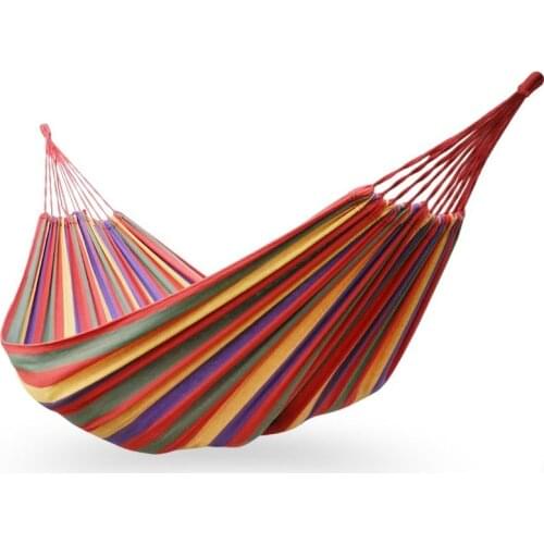 3 Sizes Outdoor Hammock Outdoor Sports Home Travel Camping Swing Canvas Stripe Hang Bed Single & Double Person Hammock