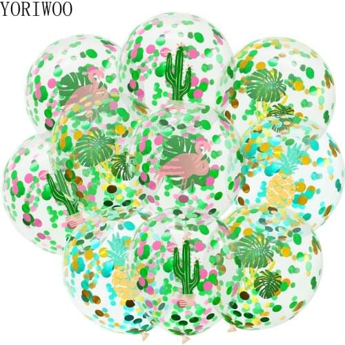 YORIWOO 10pcs Cactus Balloon Confetti Latex Balloon Flamingo Party Supplies Tropical Hawaii Hawaiian Party Decorations Birthday