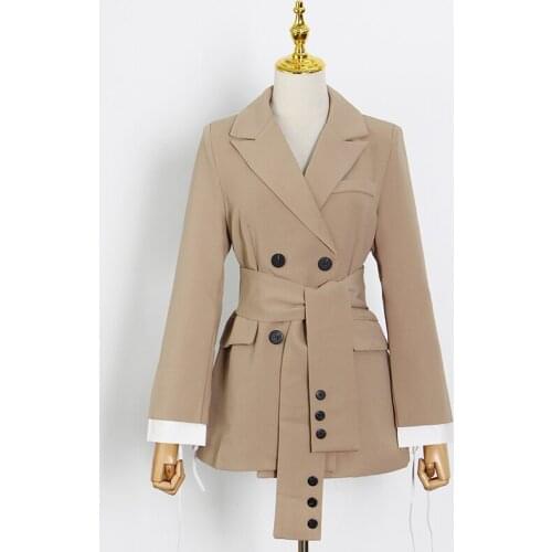 Two Piece Set For Women Temperament Black Notched Long Sleeve Sashes Blazer High Waist Wide Leg Pants Female Sets