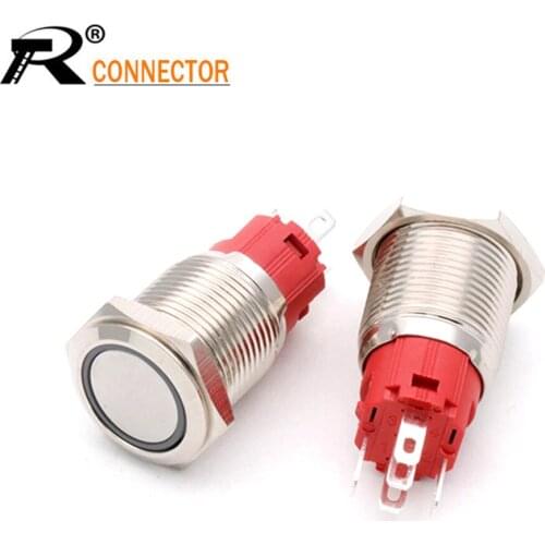 1PC 16/19/22MM metal Push button switch power supply self-reset self-locking round power symbol waterproof jog switch 9V-24V