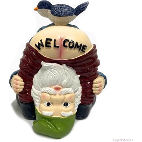 1 Pieces New Funny Naughty Garden Gnome Decoration Statue Garden Dwarf Resin Crafts Welcome Pants Off Ornaments