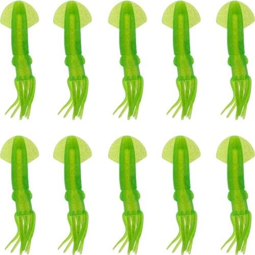 10Pcs Green Squid Fishing Lure Sea Fishing Nordic Cod Ling Conger Lures