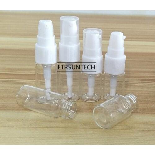 100pcs 5ml 8ml Empty Clear Glass Essential Oil Perfume Bottle with lotion press pump head F2980
