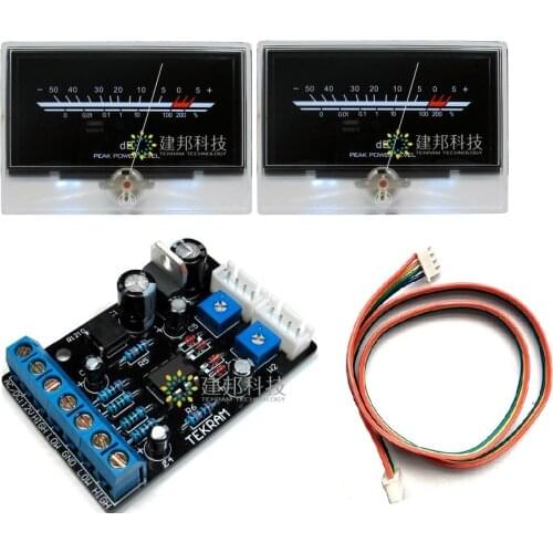 2pcs P-134 VU Meter + 1pcs Driver Board After Stage Golden Voice Power Discharge Flat Table Audio Level DB Headlight w/Backlight