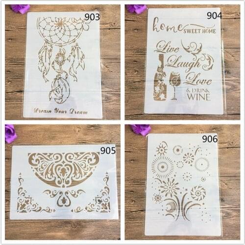 4pcs /set Floral Border A4 Decorative Stencils 29cm DIY Wall Painting Scrapbook Coloring Embossing Albumfor painting and decor