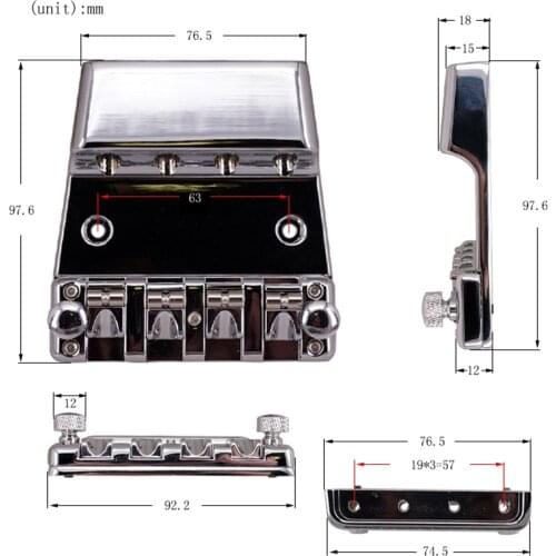 4 String Hard Tail Hardtail Fixed Bass Guitar Bridge Parts Accessory for Bass Guitar Spare Parts Replacement
