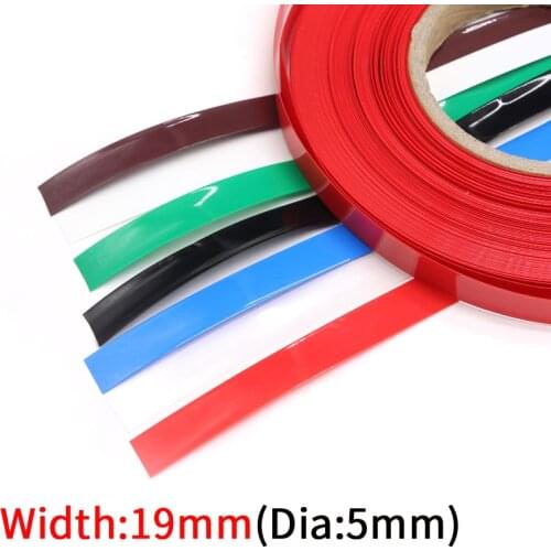 5M Width 15mm PVC Heat Shrink Tube Dia 9mm Lithium Battery Insulated Film Wrap Protection Case Pack Wire Cable Sleeve Colorful