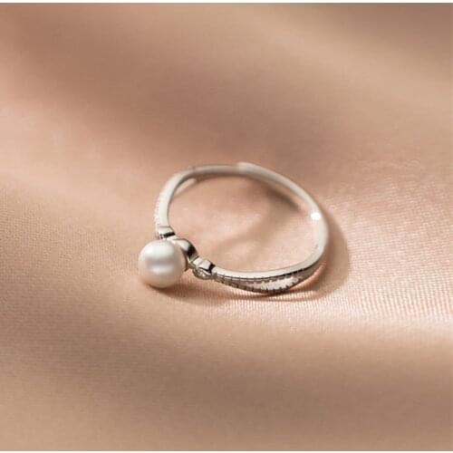 925 Sterling Silver Hollow Cross Ring Shell Pearl Synthetic Pearl Adjustable Finger Rings Women Luxury Charm Fine Jewelry