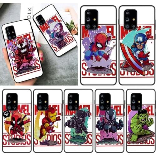 Printed Cute Marvel Hero For Samsung A01 02 02S 11 12 21 21S 22 31 32 41 42 51 72 S20 Ultra Plus 4G 5G Black phone Case