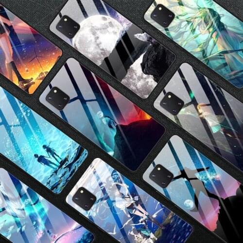 Case For Samsung Galaxy M60s for A81 and for Note10 Lite Black Silicone Bumper With Tempered Glass Back Phone Cover