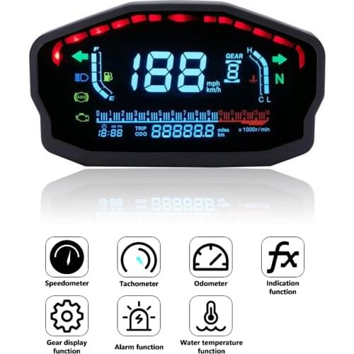 Universal Motorcycle LED LCD Speedometer Digital Backlight Waterproof Odometer Tachometer For 1,2,4 Cylinders Motor Electronics