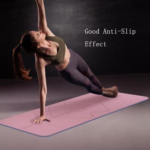 Two-Color/Monochrome Posture Yoga Line Tpe Anti Slip Sport Mat Training Dance Environmental Protection And Fitness For Yoga Mat