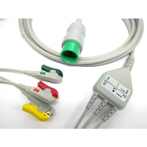 Ecg cable with 3leadwires clip and 17pin connector for spacelab ultraview 90496,90369,90367 patient monitor