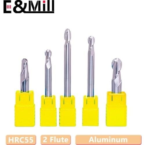HRC55 Aluminum alloy special tungsten steel milling cutter ball cutter alloy ball end milling cutter 2 flute R cutter 1-20mm