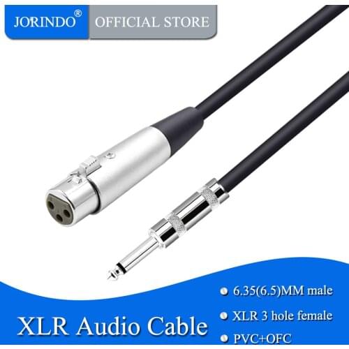 JORINDO 2M/6.4FT 3 hole XLR female to 6.35MM male pulg audio cable,6.5MM pulg extends to the XLR connection microphone line