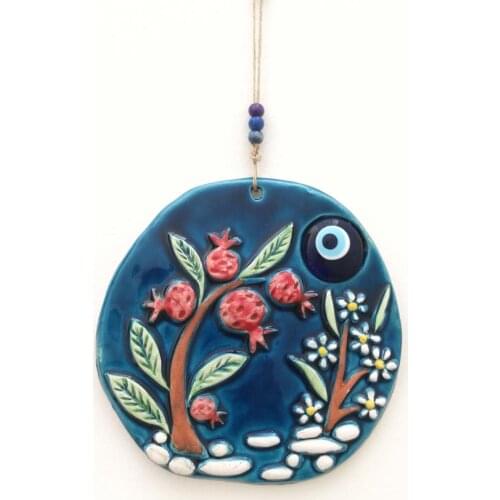Ceramic Pomegranate Tree Decorative Craft Wall Ornament Evil Eye
