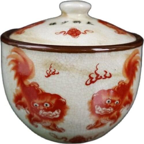 Chinese Old Porcelain Open Piece Famille Rose Masters Less Protective Pattern Lid Jar