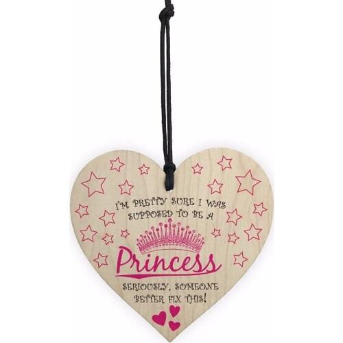 Meijiafei Supposed To Be A Princess Novelty Wooden Hanging Heart Funny Friendship Sign