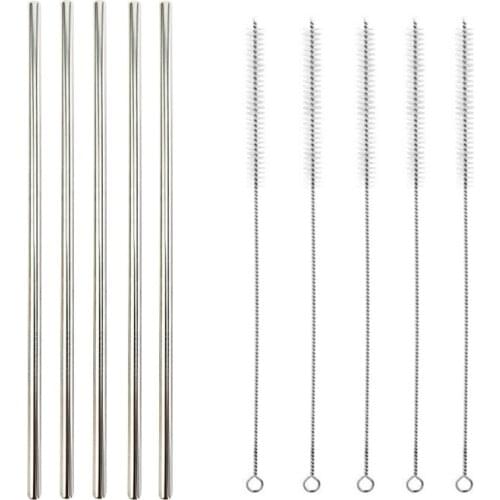 Reusable 304 Stainless Steel Curved Drinking Straw Cleaning Brush Party Supplies Festival Tableware