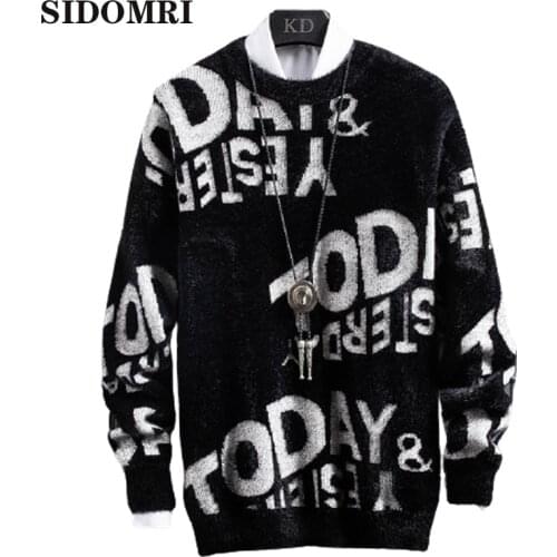 Men Sweater autumn winter new mens round neck thick warm knit sweater loose round neck bottom shirt casual high quality