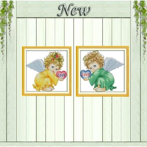 Angel baby boy girl love home decor paintings counted print on canvas DMC 11CT 14CT Cross Stitch kits embroidery needlework Sets