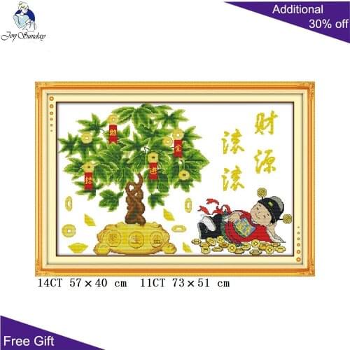 Joy Sunday Treasures Fill The Home Z206 Counted and Stamped Home Decor Chinese God Of Wealth Embroidery DIY Cross Stitch kits